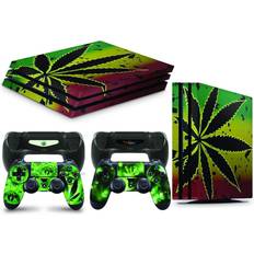 Gaming Accessories giZmoZ n gadgetZ PS4 Pro Console Skin Decal Sticker + 2 Controller Skins - Weed