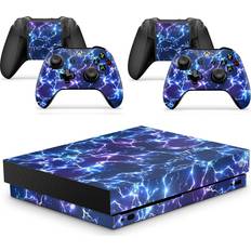 giZmoZ n gadgetZ Xbox One X Console Skin Decal Sticker + 2 Controller Skins - Electric Storm