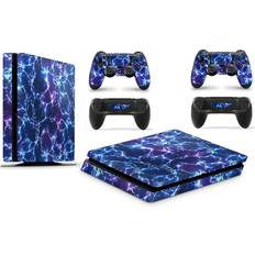 Bundle Decal Stickers giZmoZ n gadgetZ PS4 Slim Console Skin Decal Sticker + 2 Controller Skins - Electric Storm