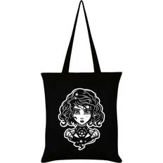 Black Fabric Tote Bags Grindstore Gothikka Tote Bag - Black/White