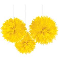 Gul Pomponer Amscan Pom Pom Fluffy Dec Sunshine Yellow 3pcs