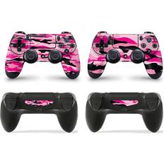 Gaming Accessories giZmoZ n gadgetZ PS4 2 x Controller Skins Full Wrap Vinyl Sticker - Pink Camo