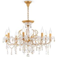 8 Lampade Lampade a Sospensione Maytoni Lampadario Sevilla Ø 76 cm Cristallo Oro 6 Luci Lampada a Sospensione 76cm