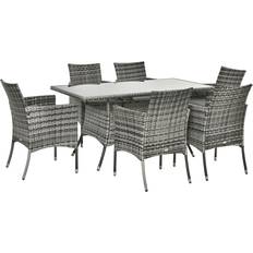 Garden & Outdoor Furniture OutSunny 861-071V70GY Patio Dining Set, 1 Table incl. 6 Chairs