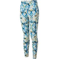 Dam - Löpning - Vita Tights Ronhill Women's Life Crop Tight - White/Deep Blue Tie Dye