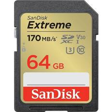 64 Go - SDXC Cartes Mémoire & Clés USB SanDisk Extreme SDXC Class 10 UHS-I U3 V30 170/80MB/s 64GB