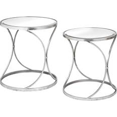 Hill Interiors Silver Curved Design Table Basse 53cm 2pcs