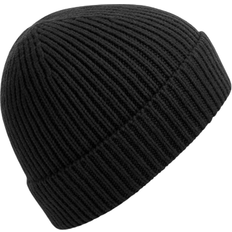 Engineered Knit Ribbed Beanie - Black