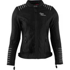 Rusty Amanda Ladies Motorcycle Leather Jacket - Black/White Dame