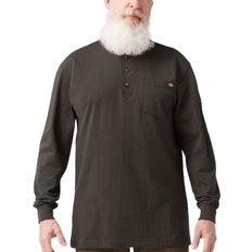 Dickies Heavyweight Henley Long Sleeve T-shirt - Chocolate Brown