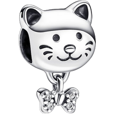 Pandora Pet Cat & Bow Charm - Silver/Transparent