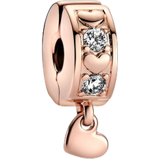 Pandora Infinite Hearts Sparkling Dangling Clip Charm - Rose Gold/Transparent