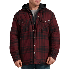 Dickies Relaxed Fit Icon Hooded Quilted Flannel Shirt Jacket - Dark Port Black Plaid