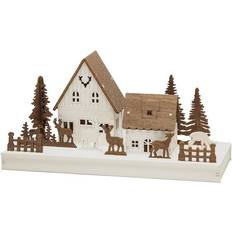 Alimenté par batterie Lampes de Noël Konstsmide Wooden Silhouette Houses Lampe de Noël 14cm