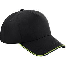 Beechfield Authentic 5 Panel Cap - Black/Lime Green