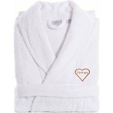 Linum Home Textiles I Love You Terry Bathrobe - White/Melange