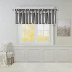 Solid Colors Valances Madison Park Emilia Twist Tab Window Valance in Charcoal50x26"