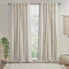 Imani Cotton Printed Window Curtain Panel with Chenille Stripe & Lining 