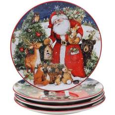 Multicolored Dishes Certified International Magic of Christmas Santa Dinner Plate 11" 4