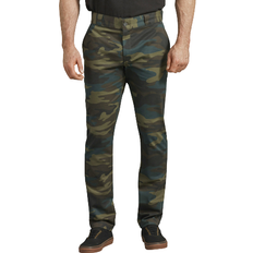 Chinos Pants Dickies Skinny Fit Straight Leg Work Pants - Hunter Green Camo