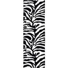 Zebra Carpets Safavieh Florida Shag Collection Black, Beige 27x84"