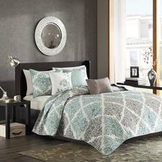 Cotton Bed Linen Madison Park Claire Bedspread Blue (264.16x238.76)