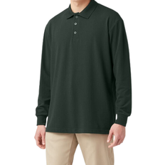 Dickies Adult Size Piqué Long Sleeve Polo - Hunter Green