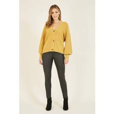 Yumi Mustard Button Front Knitted Cardigan