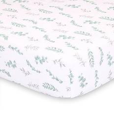 The Peanutshell Fitted Crib Sheet Farmhouse Floral Leaves 28x52 28x52"