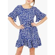 Yumi Dash Print Fluted Sleeve Mini Dress, Navy/Multi