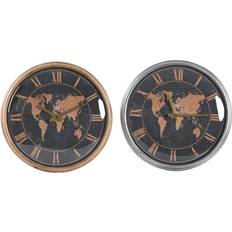 Iron Wall Clocks Dkd Home Decor Wall Crystal Silver Black Golden Iron World Map (46 x 6,5 x 46 cm) Wall Clock