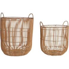 Holz Körbe Dkd Home Decor "Korg set Rattan (40 x 40 x 51,5 cm) Basket