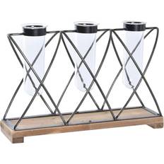 Metal Vases Dkd Home Decor Crystal Black Metal Brown Transparent Cottage (36,5 x 11,5 x 23,5 cm) Vase