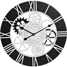 Hierro Relojes Dkd Home Decor Blanco Negro Hierro Madera MDF Engranajes 60 x 4 x 60 cm Reloj de pared