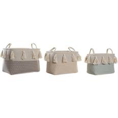 Holz Körbe Dkd Home Decor "Korg set Polyester Frans (40 x 30 x 30 cm) Basket