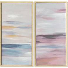 Bois Arts encadrés Dkd Home Decor Abstract Modern Painting 50 x 4 x 100 cm Set of 2 Art encadré