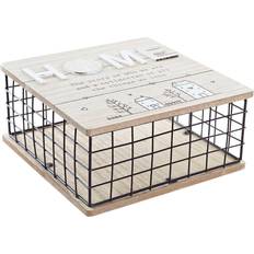 Dkd Home Decor Dekorativ boks Natur Sort Metal MDF (25 x 25 x 12 cm) Opbevaringsboks