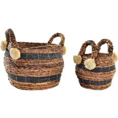 Fibra Cestas Dkd Home Decor Juego De Cestas Colonial Fibra 31 x 31 x 33 cm Cesta