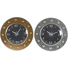 Cristal Relojes Dkd Home Decor Cristal Plateado Negro Dorado Hierro 48.5 x 6 x 48.5 cm Reloj de pared