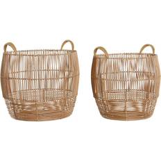 Dkd Home Decor Metal Rattan Cesta 40cm 40cm 2pcs