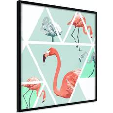 Trä Posters Arkiio Affisch Geometric Flamingos Square [Poster] 20x20 Poster