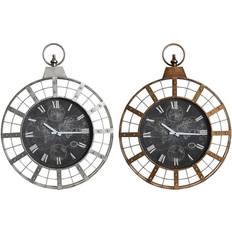 Hierro Relojes Dkd Home Decor 60 x 6.5 x 78 cm Cristal Plateado Negro Dorado Hierro (2 Unidades) Reloj de pared