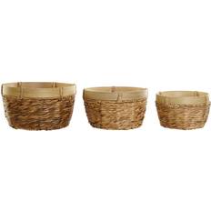 Bambú Cestas Dkd Home Decor Juego De Cestas Bambú Tropical Juncos 40 x 40 x 23 cm 3 Piezas Cesta