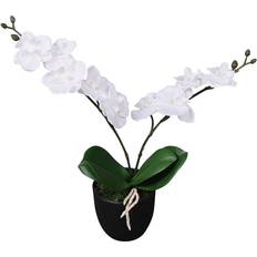 Hvite Kunstige planter vidaXL Artificial Orchid Plant with Pot 30 cm White Kunstig plante