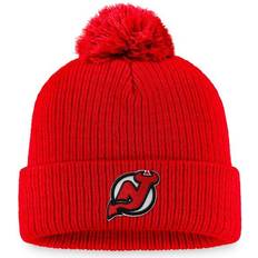 NHL Beanies Fanatics New Jersey Devils Core Primary Logo Cuffed Knit Beanie with Pom