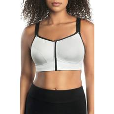 Silver - Sportswear Garment Bras Parfait Wave Wire Free Zip Front Sports Bra - Silver