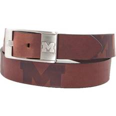 Adjustable Straps Belts Eagles Wings Michigan Wolverines Brandish Leather Belt - Brown