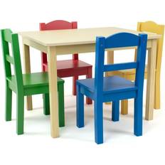 Primary Kids Wood Table & 4 Chairs Set