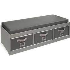 Gray Storage Benches Badger Basket Kid’s Storage Bench with Cushion & Three Bins