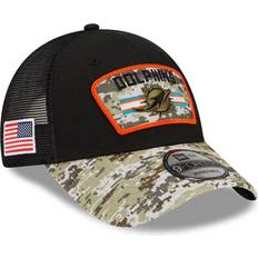 Clothing New Era Men's Miami Dolphins 2021 Salute To Service Trucker 9FORTY Snapback Adjustable Hat - Black/Camo